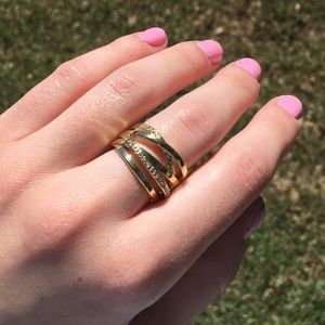 14K Gold Plated Pave Ring